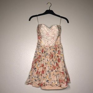 Strapless Floral Dress